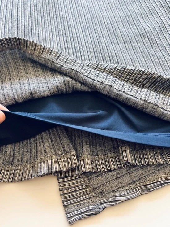 MM Lafleur Gray Ribbed Twist-Front short Dress - Picture 9 of 10